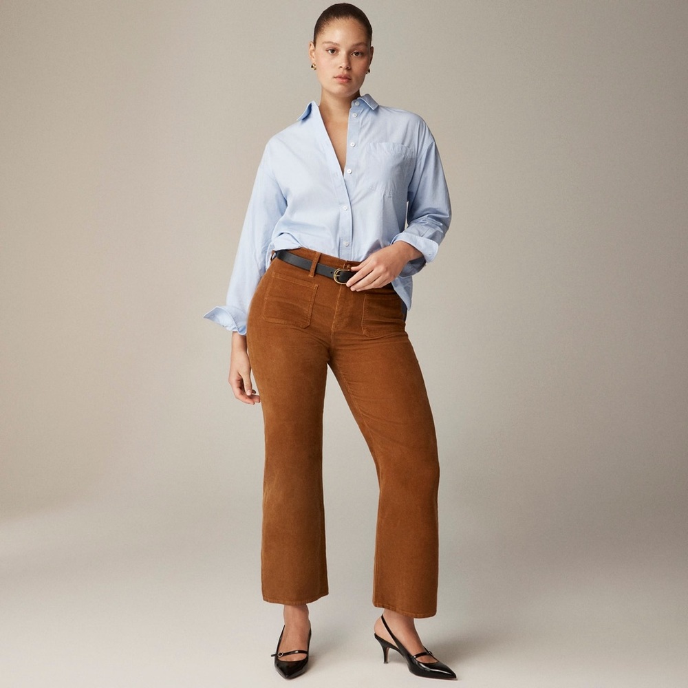 J.Crew Sailor Slim Wide Pant in Stretch Corduroy Rich Coffee Color NWT